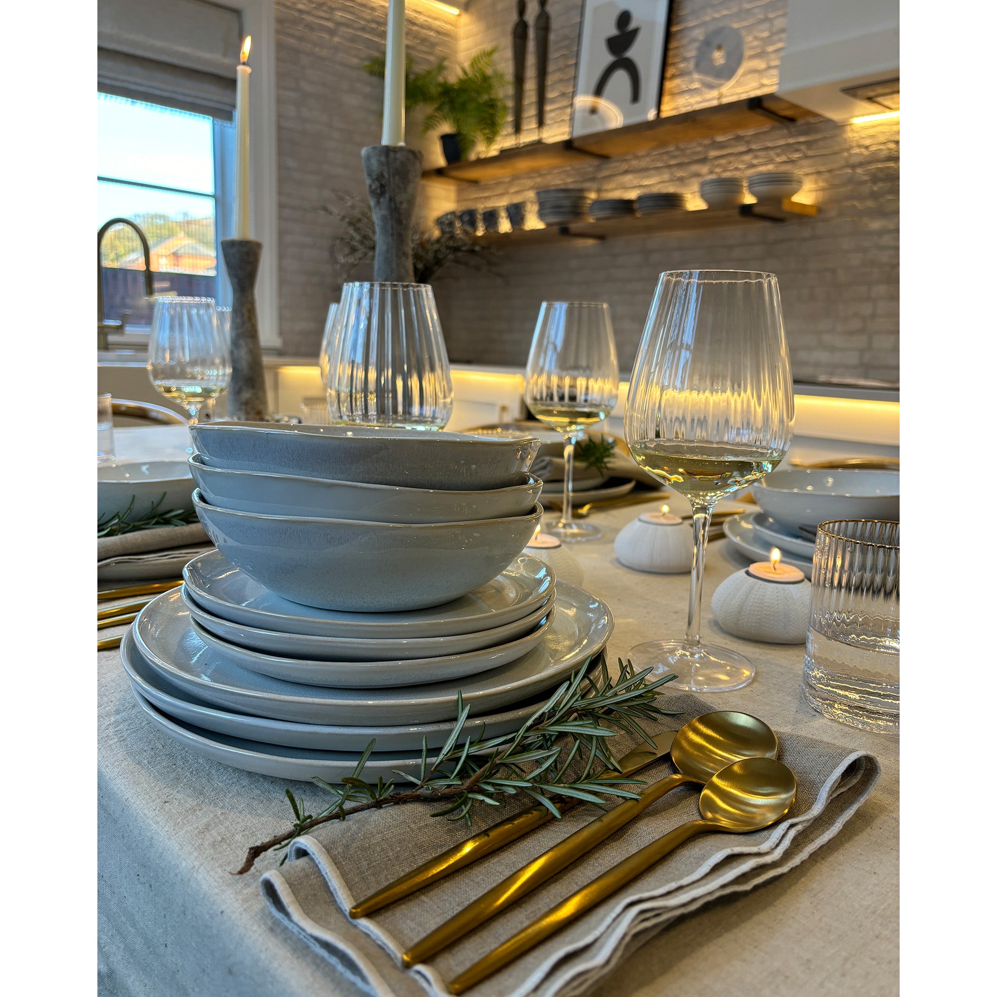 Stoneware Cream Side Plates - Set of 4